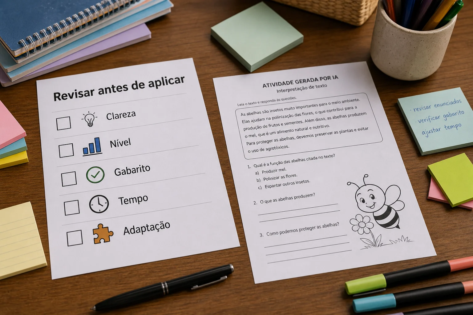 Checklist para revisar atividades criadas com IA