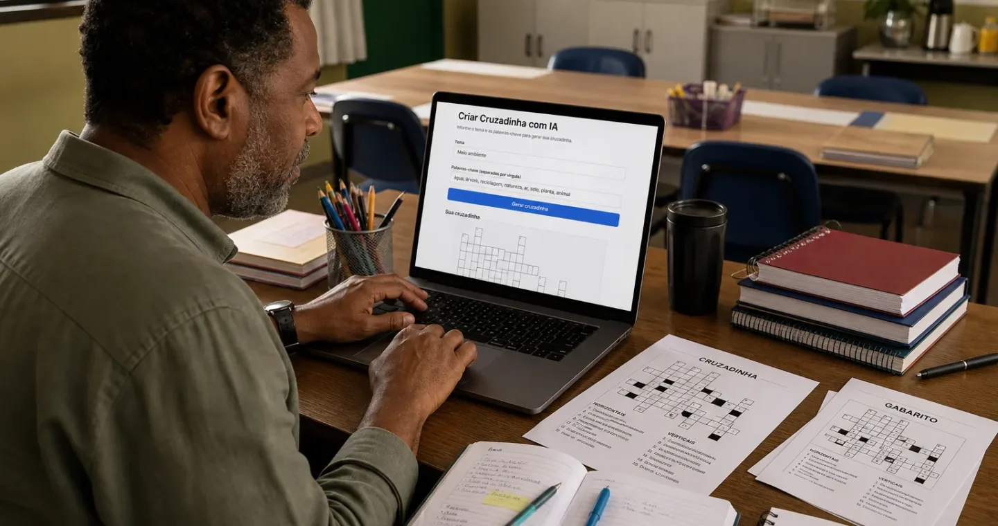 Criar cruzadinha online com IA para professores